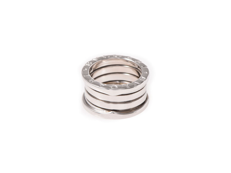 Bulgari 18K White Gold B.zero1 4 Band Ring Size 4.5