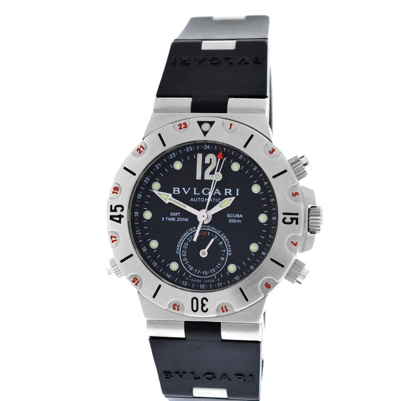 Bulgari Diagono Pro Acqua Scuba SD38S GMT 3 Time Zone Automatic Watch