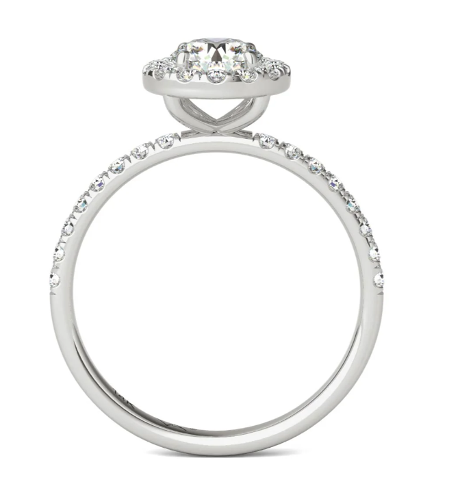 1.00 Cttw 14K White Gold Natural Diamond Halo Engagement Ring