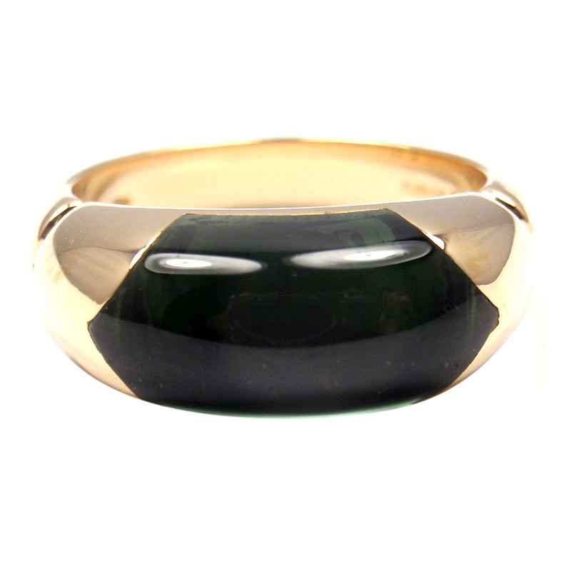 Bulgari 18K Yellow Green Tourmaline Band Ring