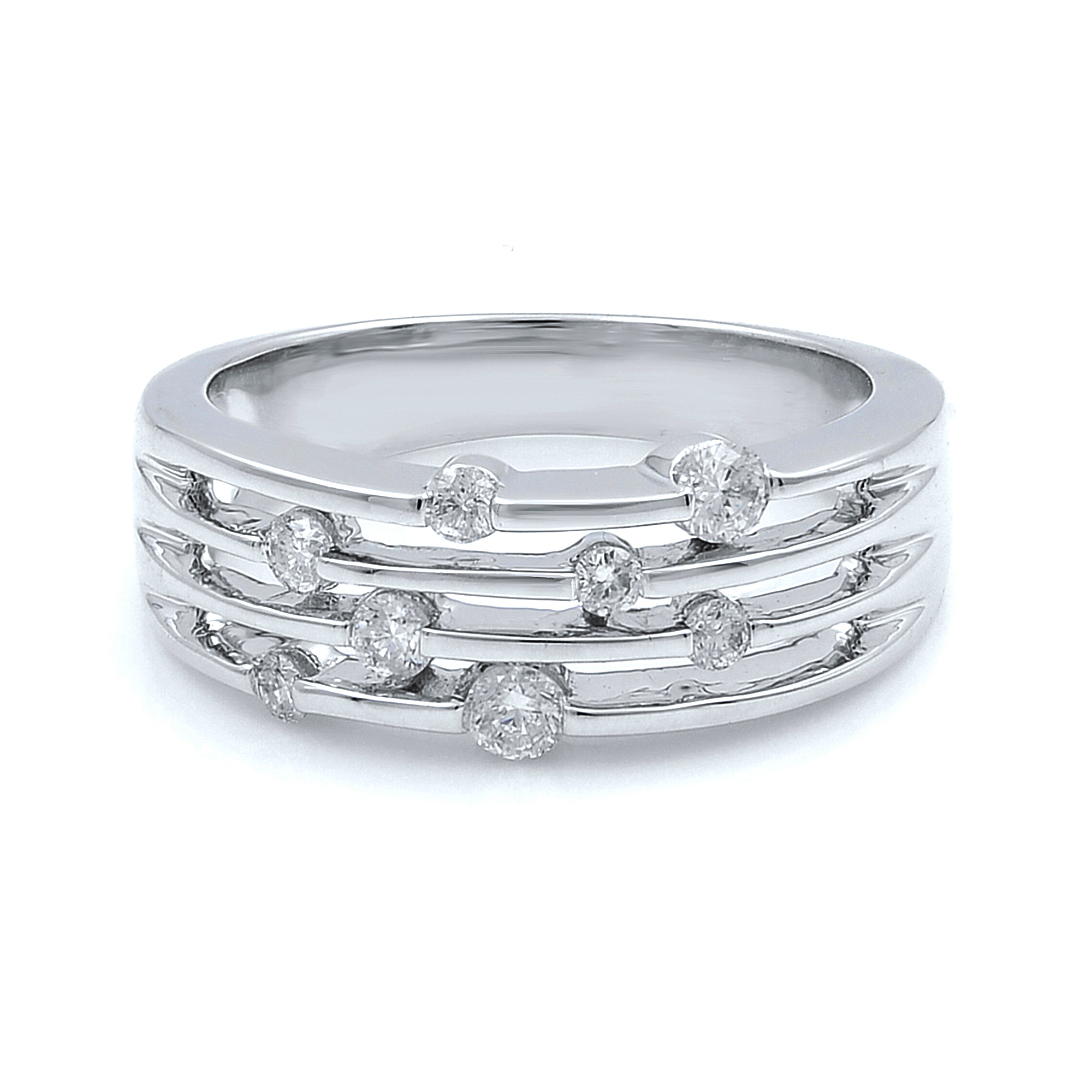 True 14K White Gold Diamond Band Ring Size 7 0.35cts