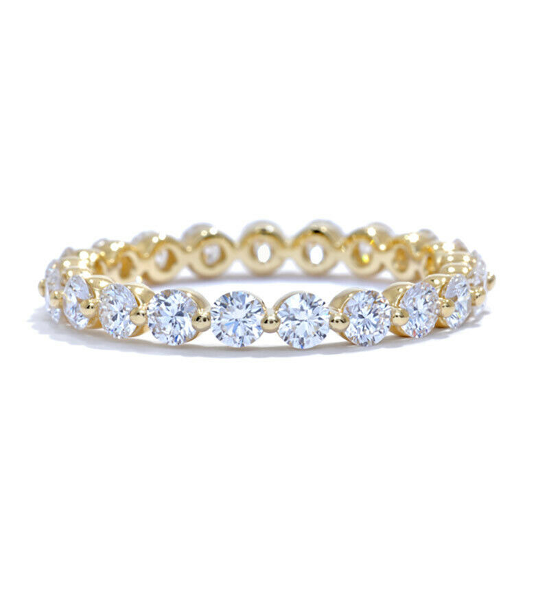 True Shared Single Prong Diamond Wedding Band 14K Yellow Gold 0.75cts