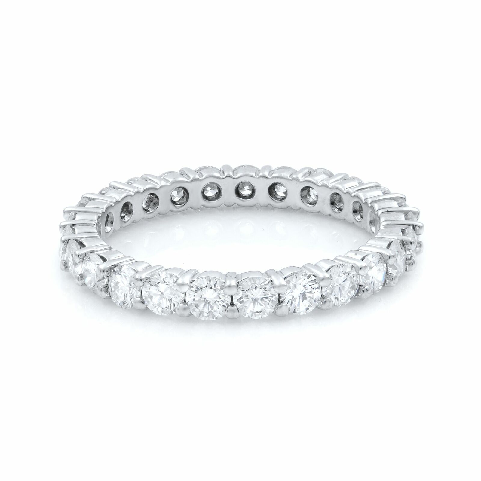 True 14K White Gold Diamond Round Cut Eternity Band 1.65cts Size 7
