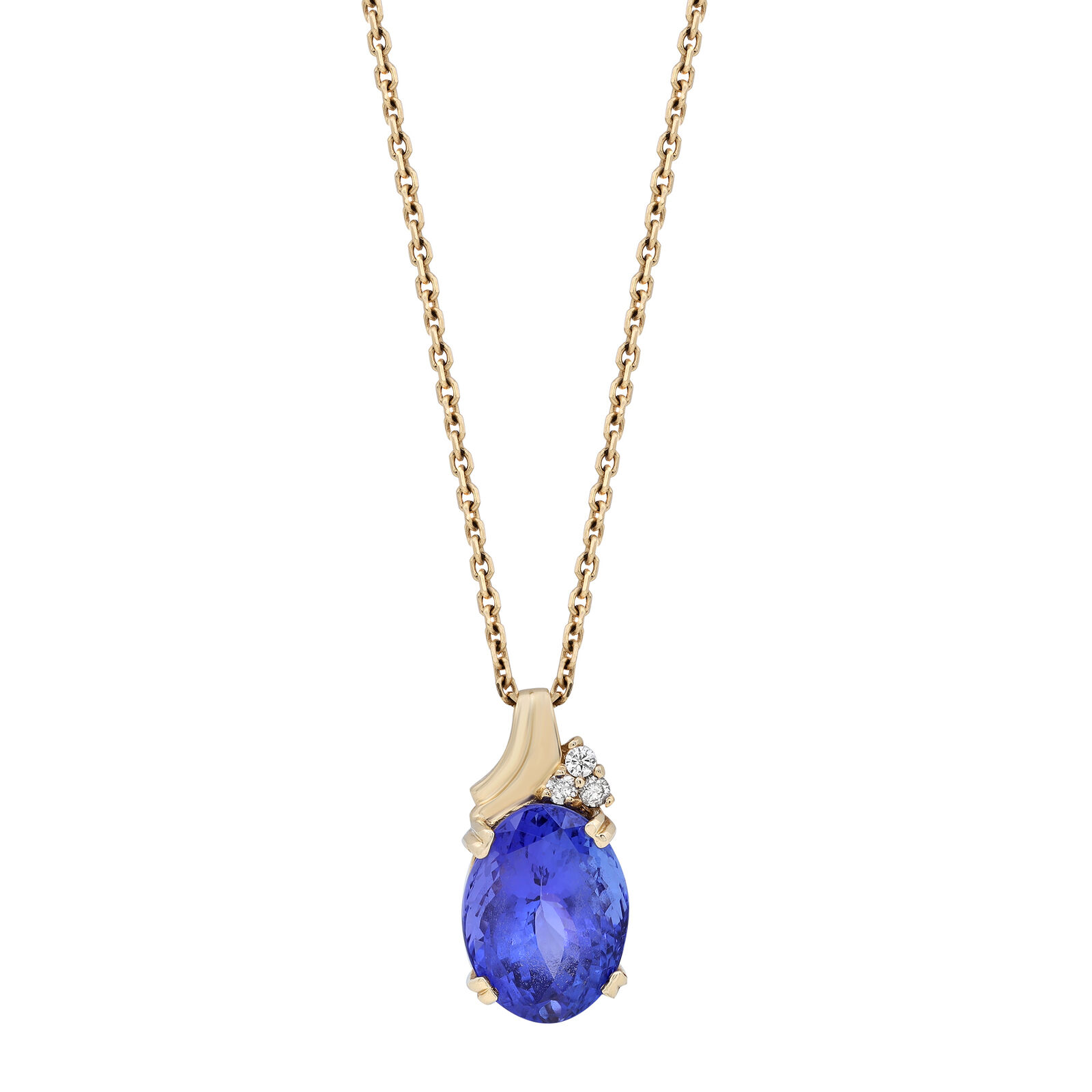 True 11.00cttw Tanzanite & Diamond Pendant Necklace 14K Yellow Gold
