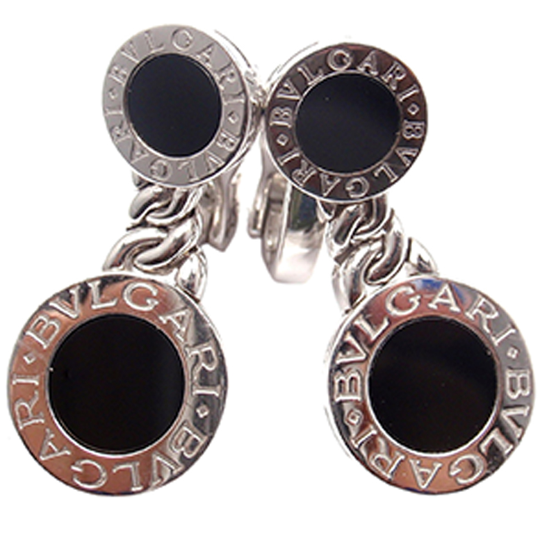 Bvlgari Bulgari 18K White Gold Black Onyx Earrings