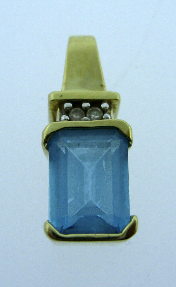 Fine Estate 14K Yellow Gold Topaz Stone Diamond Pendant 