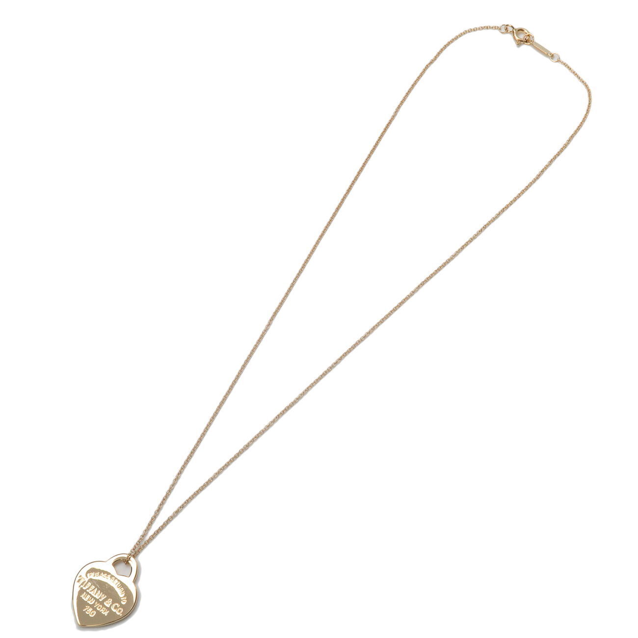 Tiffany & Co. Return to Tiffany Heart Tag Necklace K18 Yellow Gold Used F/S