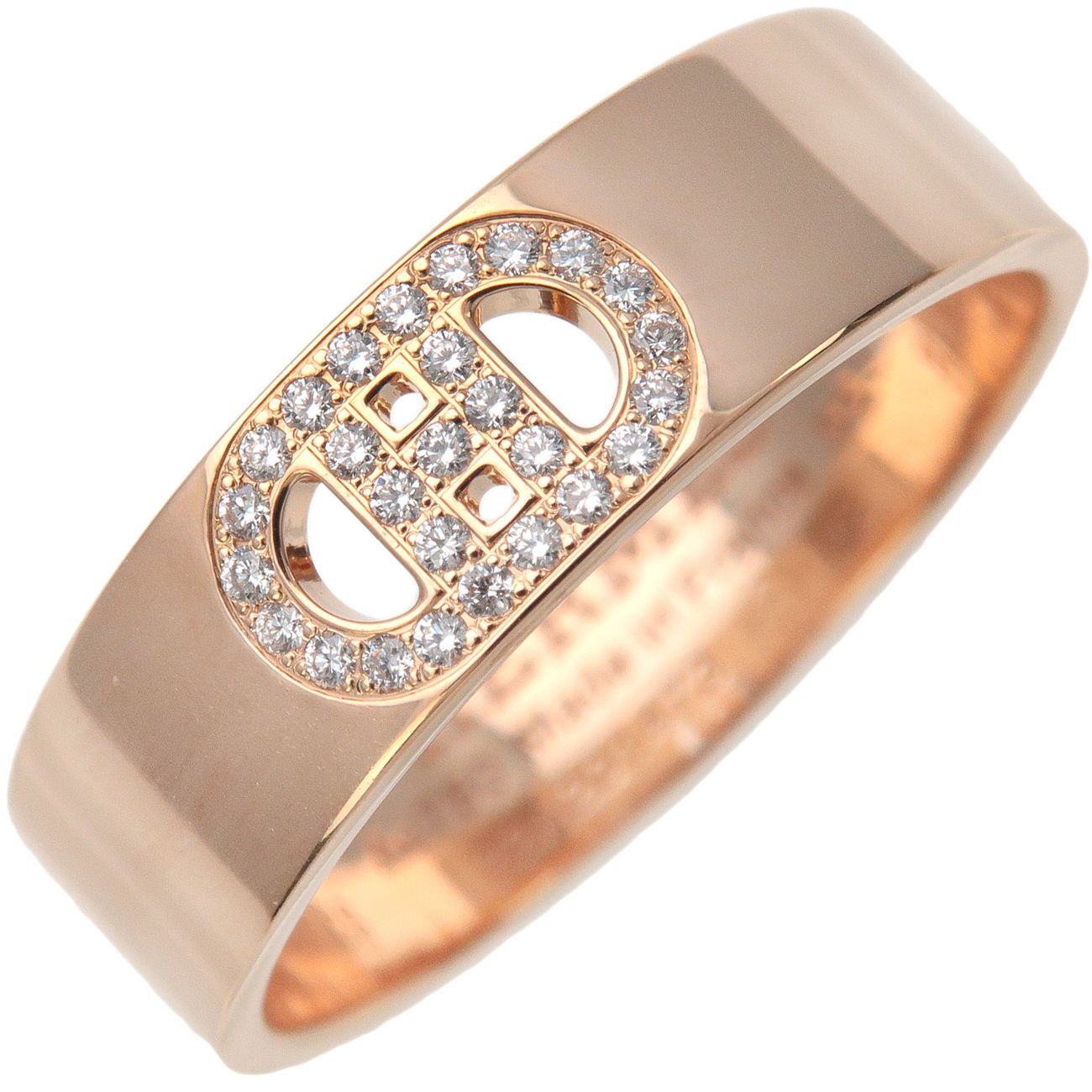 Hermes H Dunkle Diamond Ring PM K18PG Rose Gold