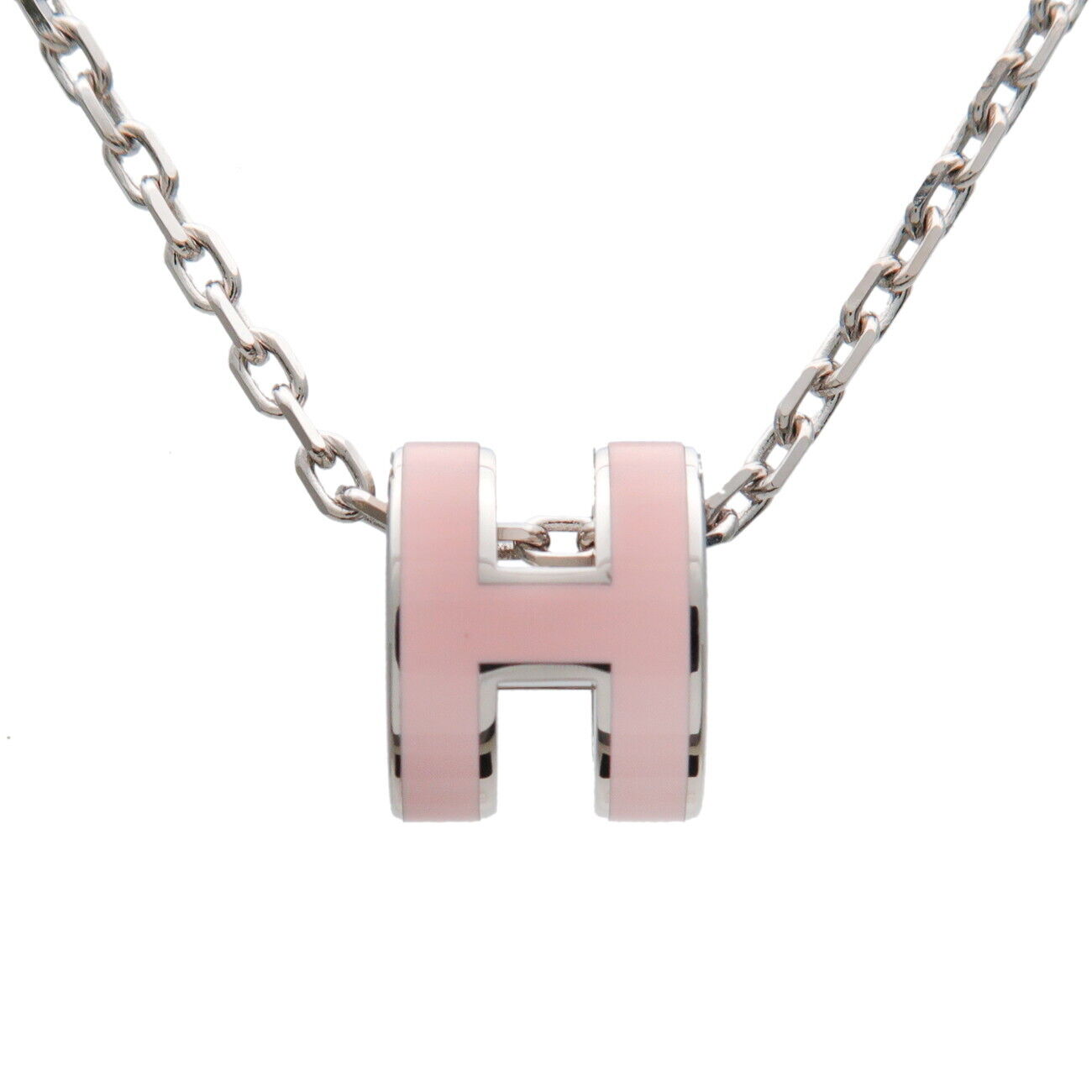 HERMES Mini Pop Ash Necklace Metal Rose Pink Silver