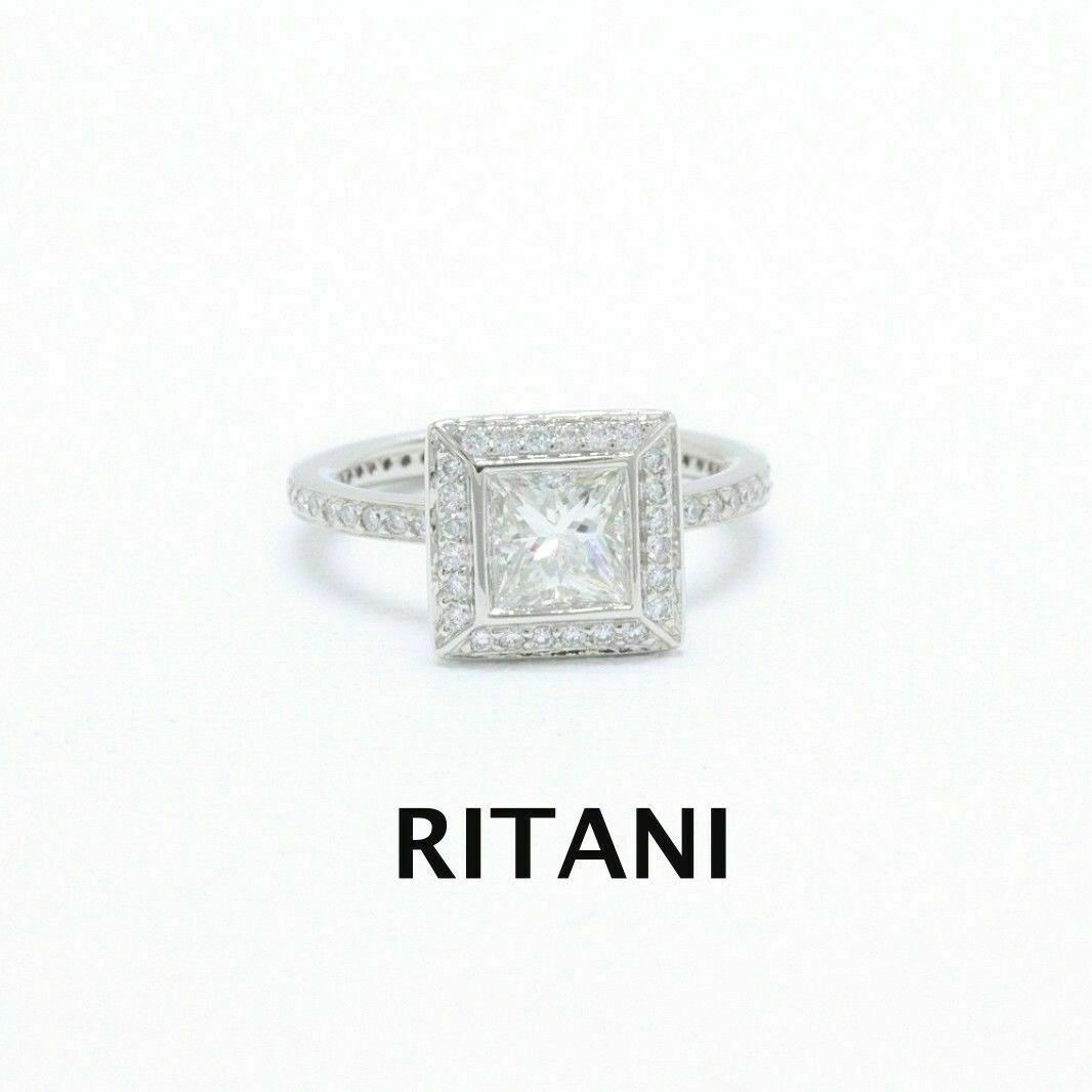 $15K Ritani Endless Love Princess Diamond Engagement Ring 1.70 ct H VS1 Platinum