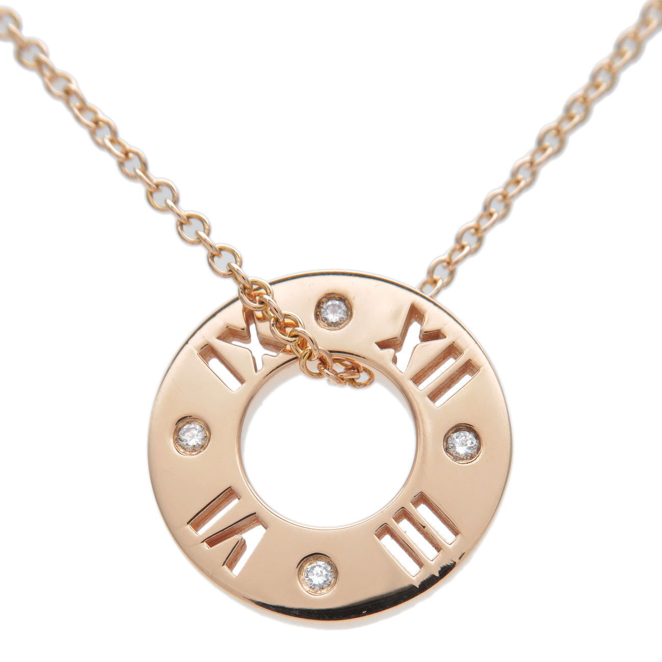 Tiffany & Co.  Pierced Atlas 4P Diamond Necklace K18 750PG Rose Gold