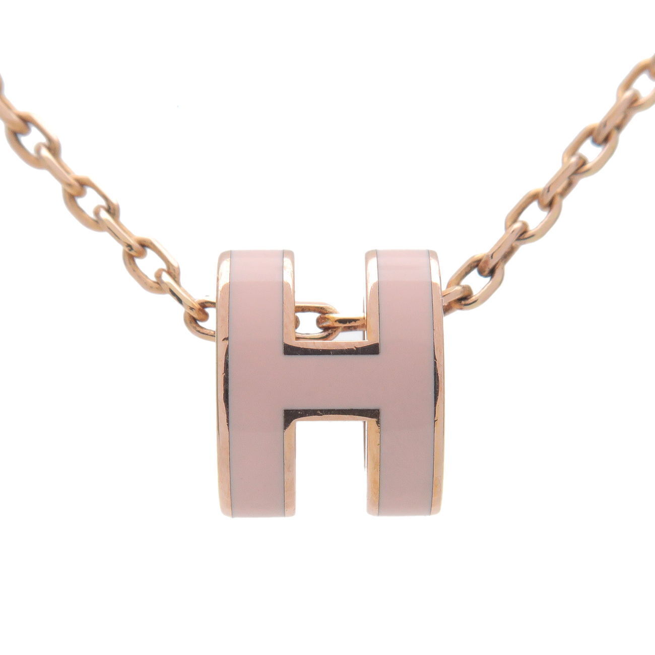 HERMES Mini Pop Ash Necklace Rose Gold Rose Dragee