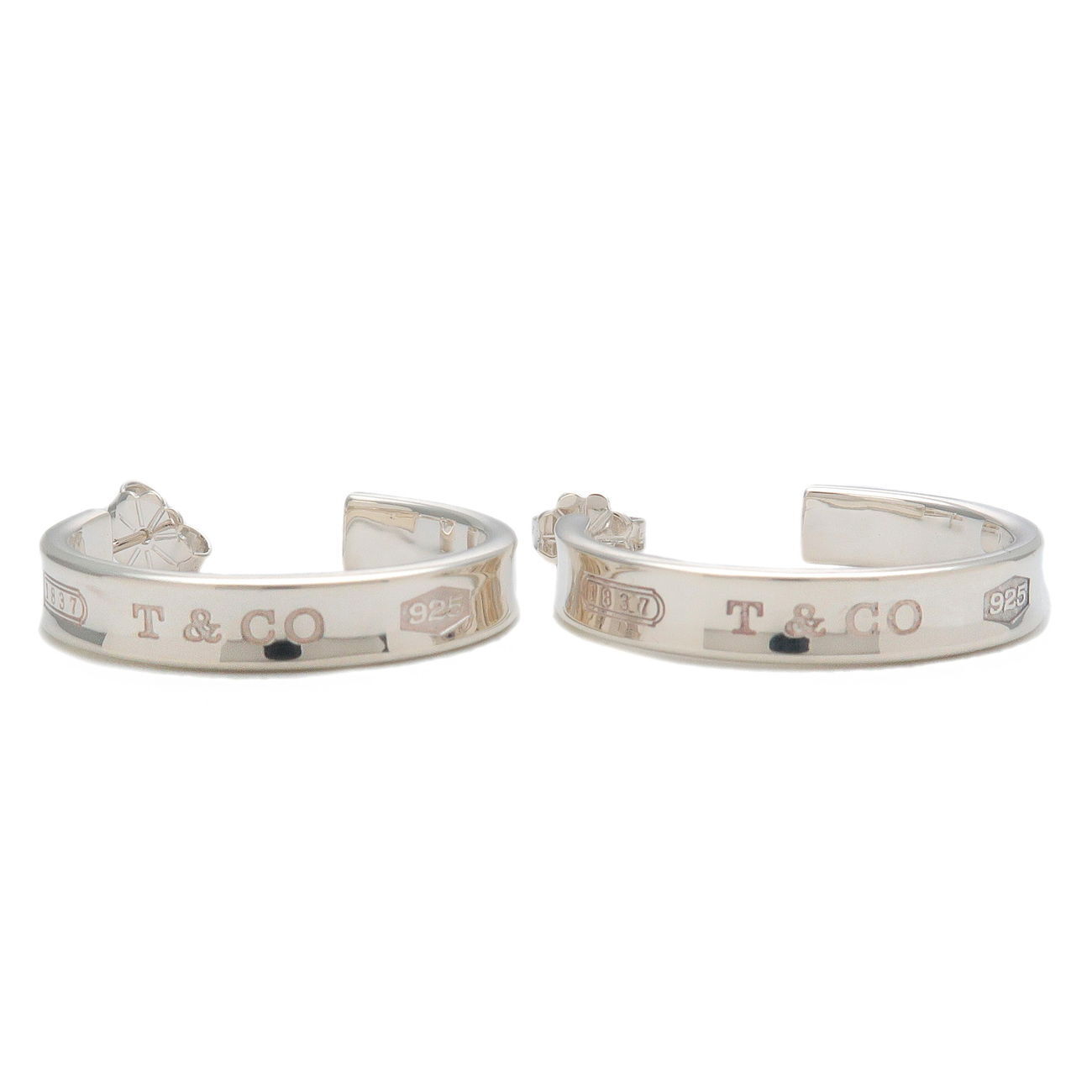 Tiffany&Co. 1837 Narrow Hoop Earrings Medium SV925 Silver
