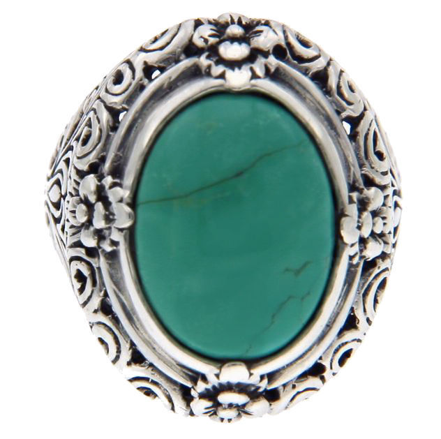 Solid 925 Sterling Silver Turquoise Cluster Flower  Ring» R121