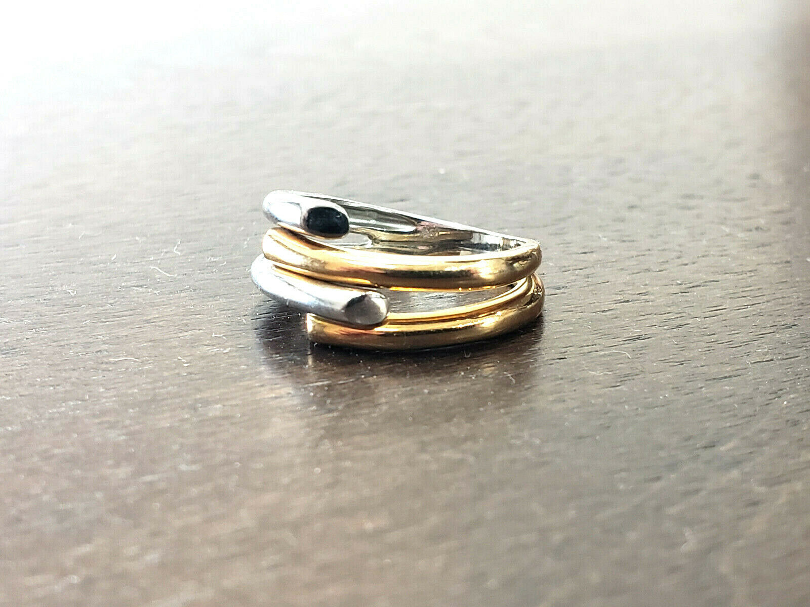 Fine Estate 18k White Yellow Gold Free Form Ladies Ring Size 7