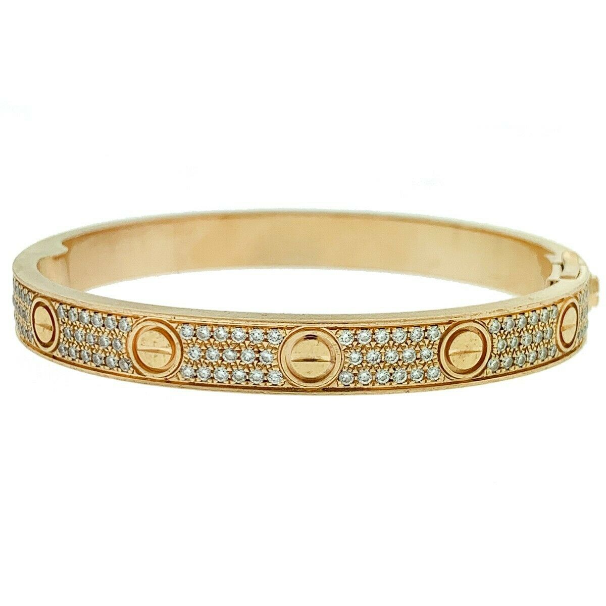 Cartier 18k Rose Gold Factory Diamond Love Bracelet Size 16