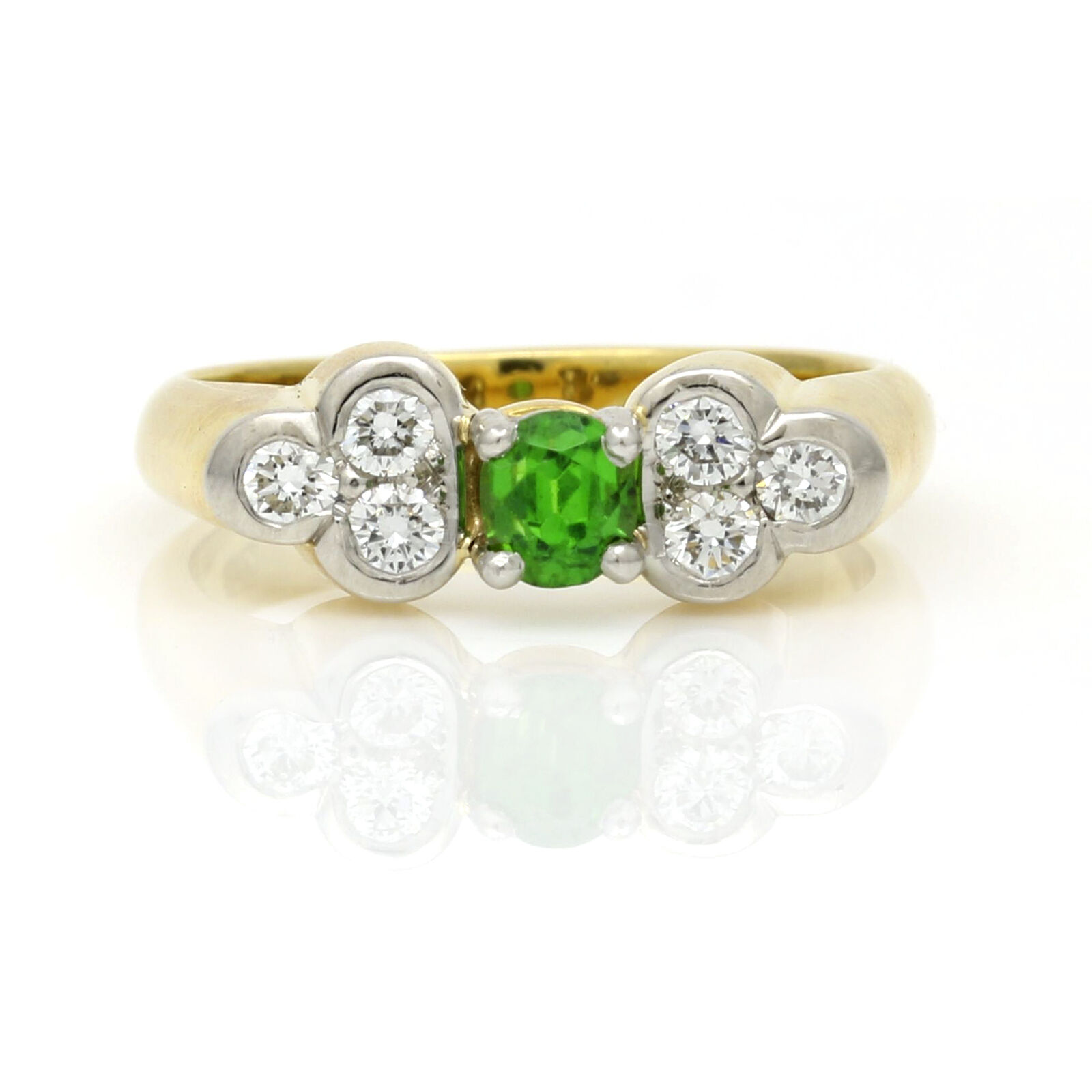 Women's Tsavorite Diamond Ring in 18k Yellow Gold Platinum