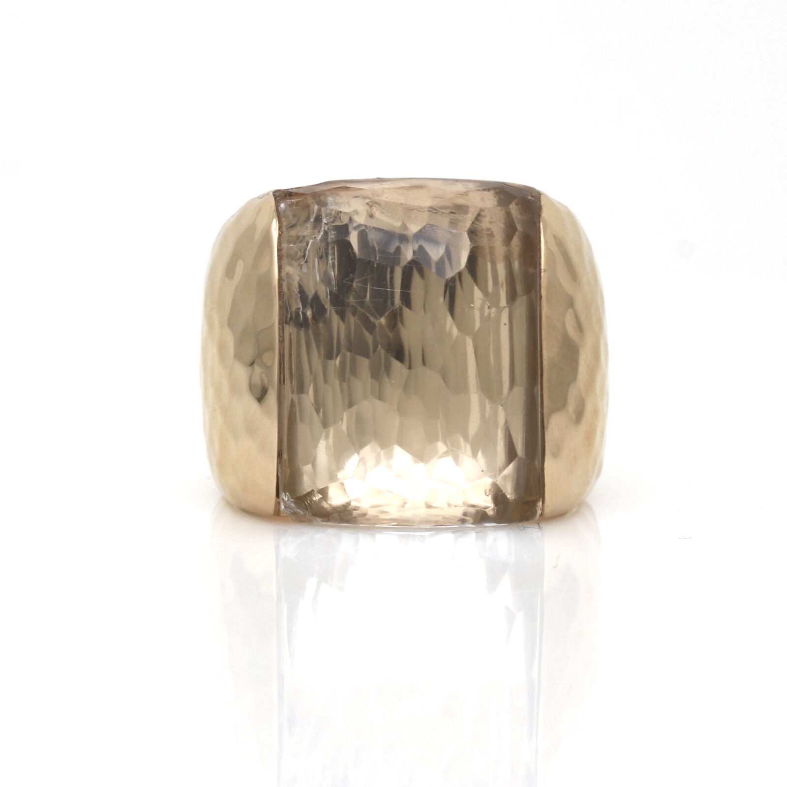 Roberto Coin Martellato Rose Quartz Statement Ring in 18k Rose Gold