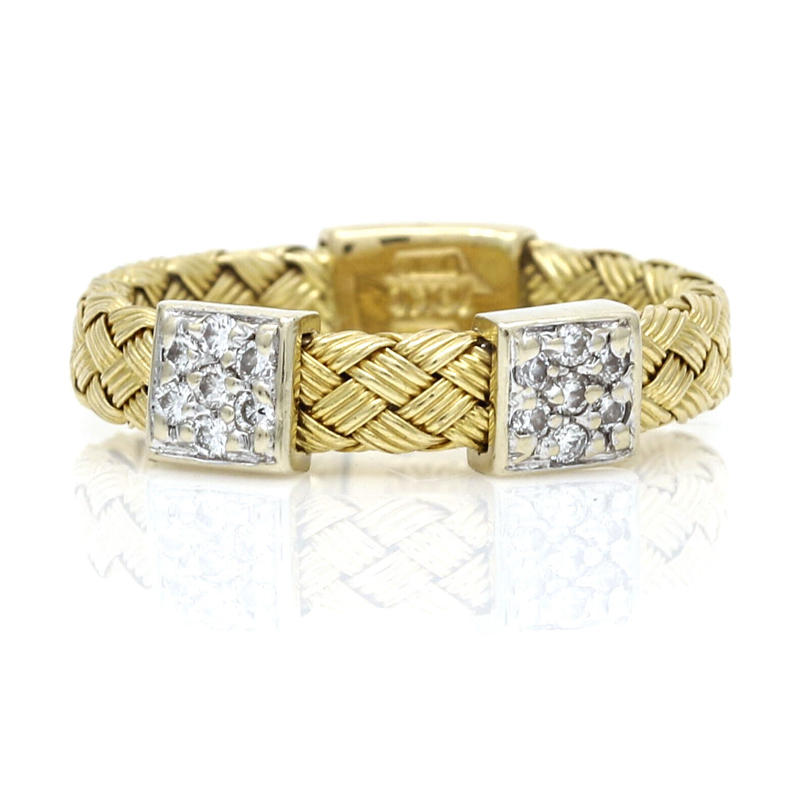 Roberto Coin Diamond Primavera Woven Stackable Ring 18k Yellow Gold