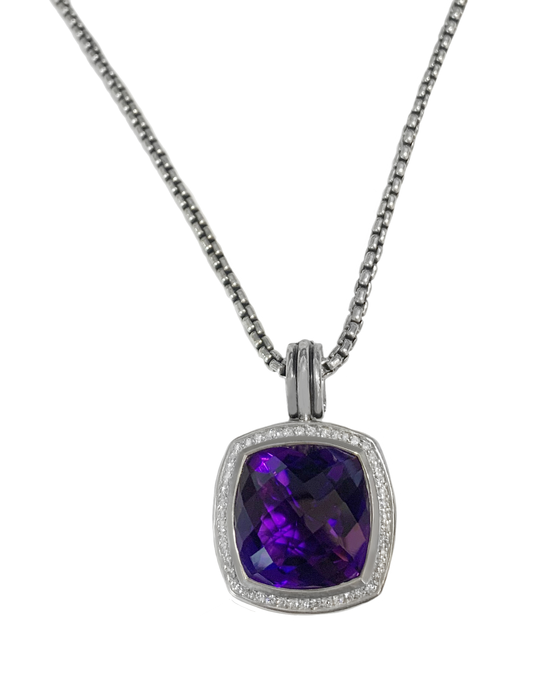 David Yurman Albion Pendant Enhancer with Amethyst and Diamonds