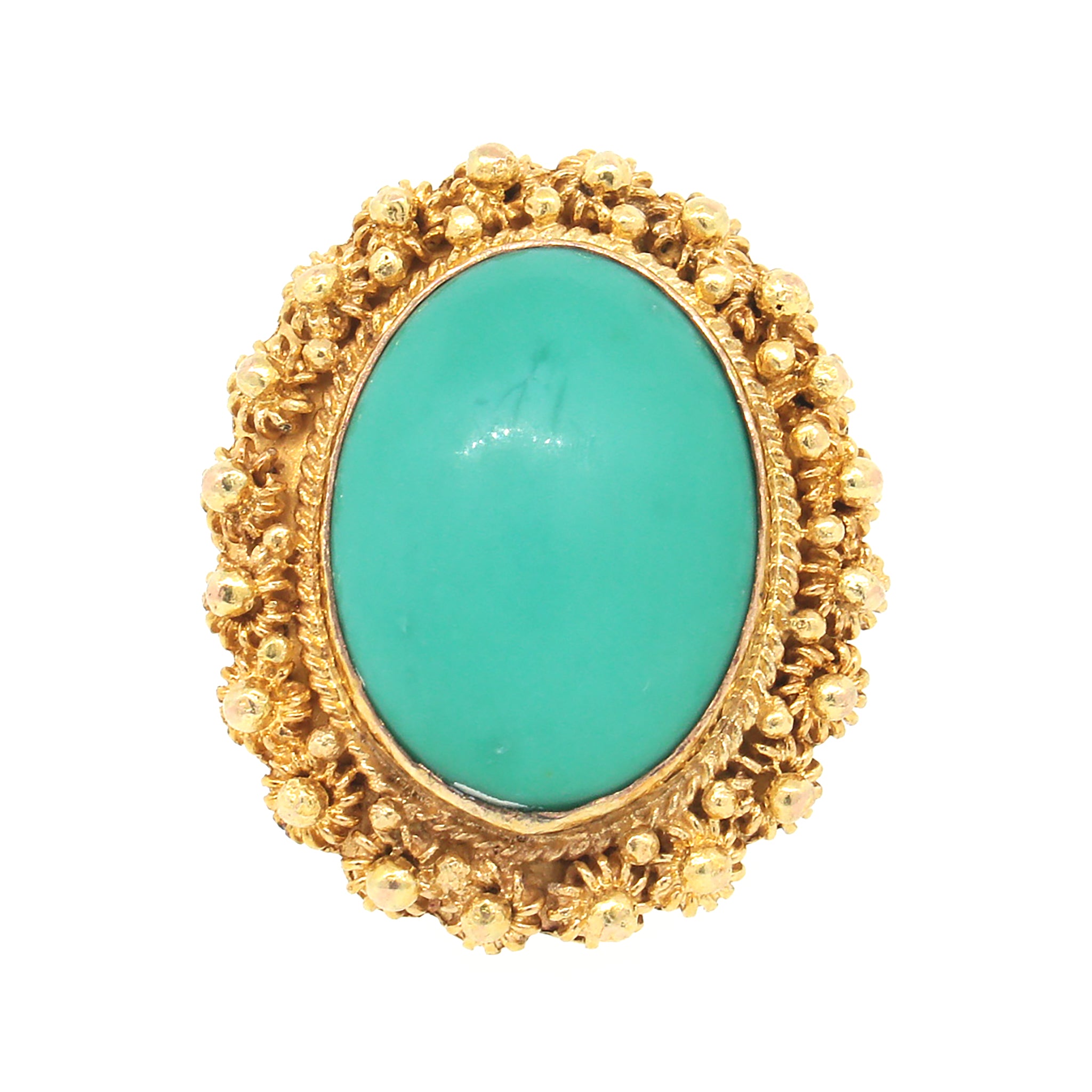 Turquoise Oval 14k Yellow Gold Ring