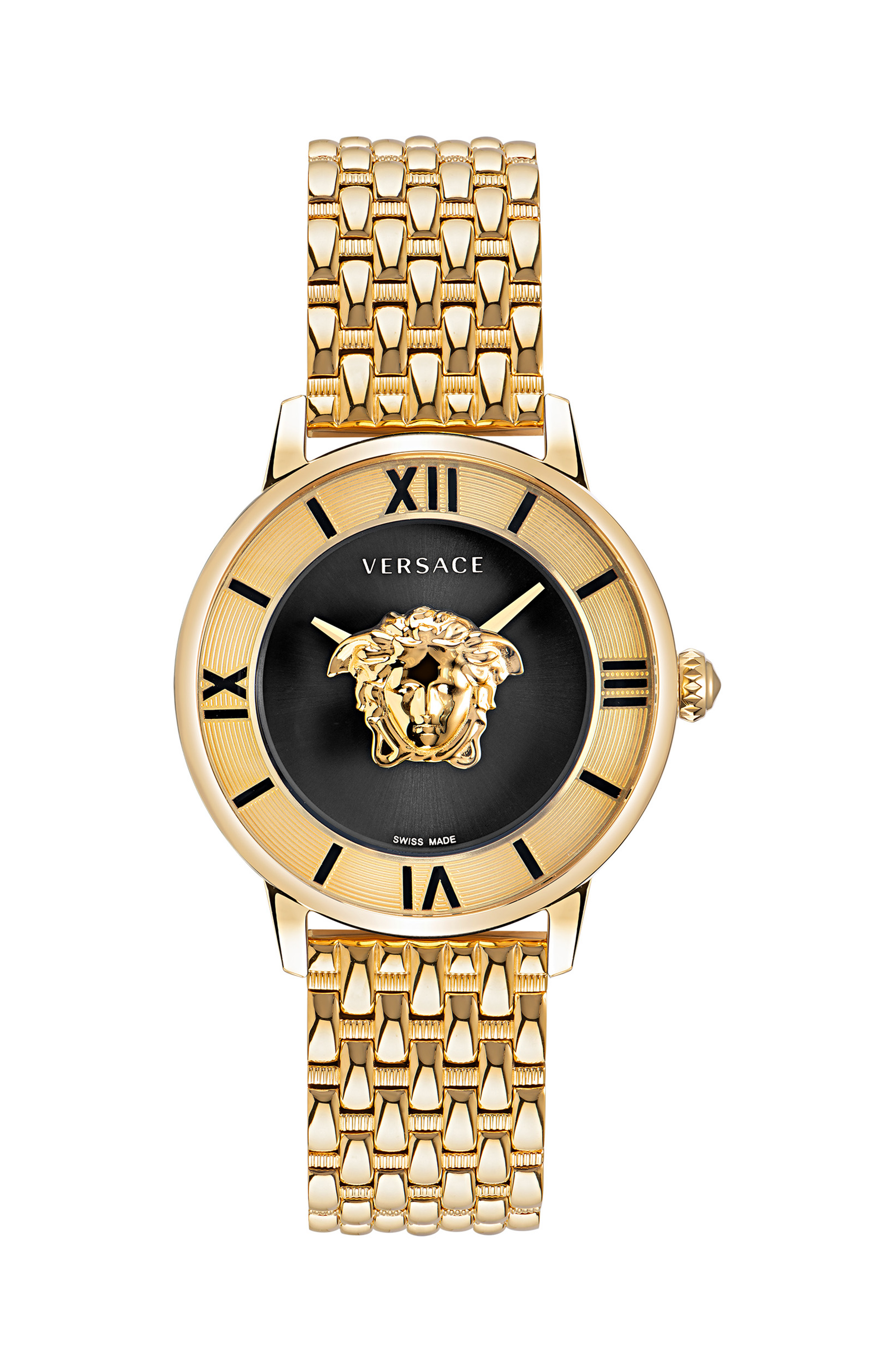 La Medusa 38MM Yellow Gold Case Black Enamel Dial Womens Watch