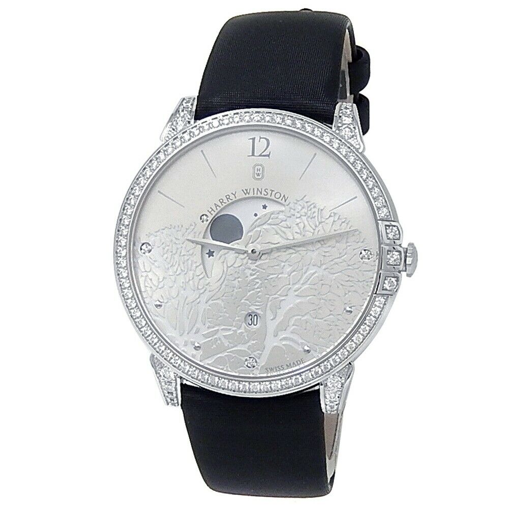 Harry Winston Midnight 18k White Gold Satin Silver Men's Watch