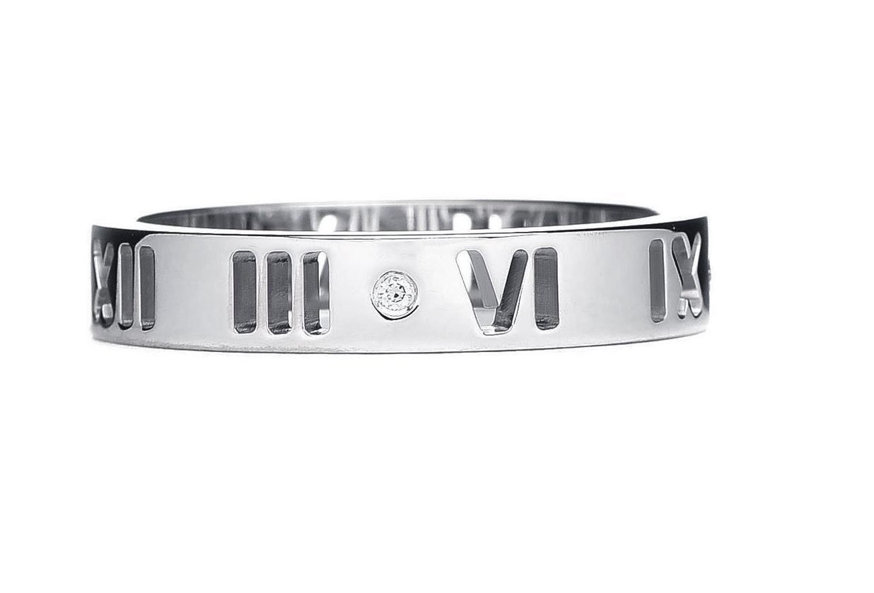 Tiffany&Co. 18k White Gold Diamond Atlas Pierced Ring, size 9