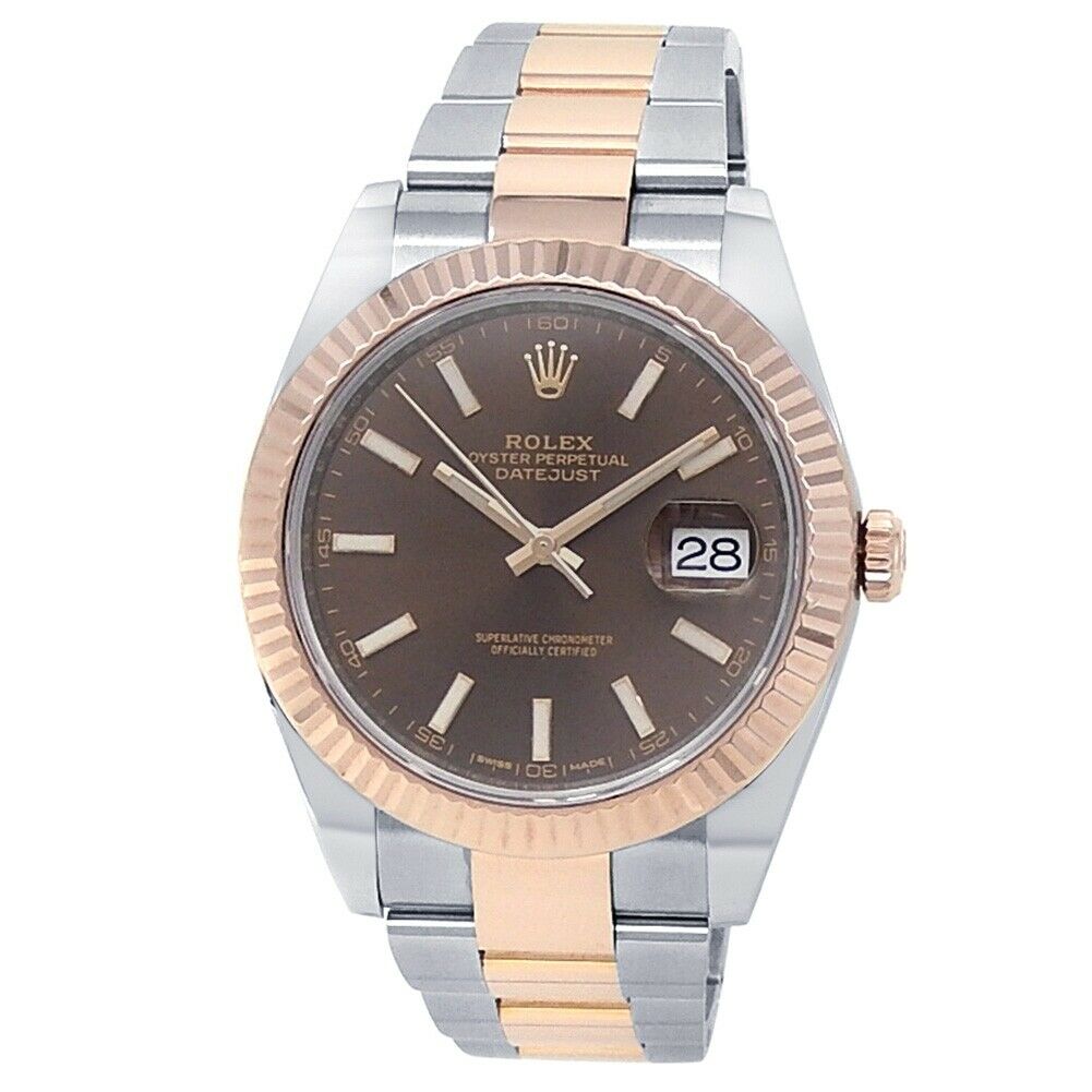Rolex Datejust 41 18k Everose Gold Stainless Steel Oyster Chocolate Watch