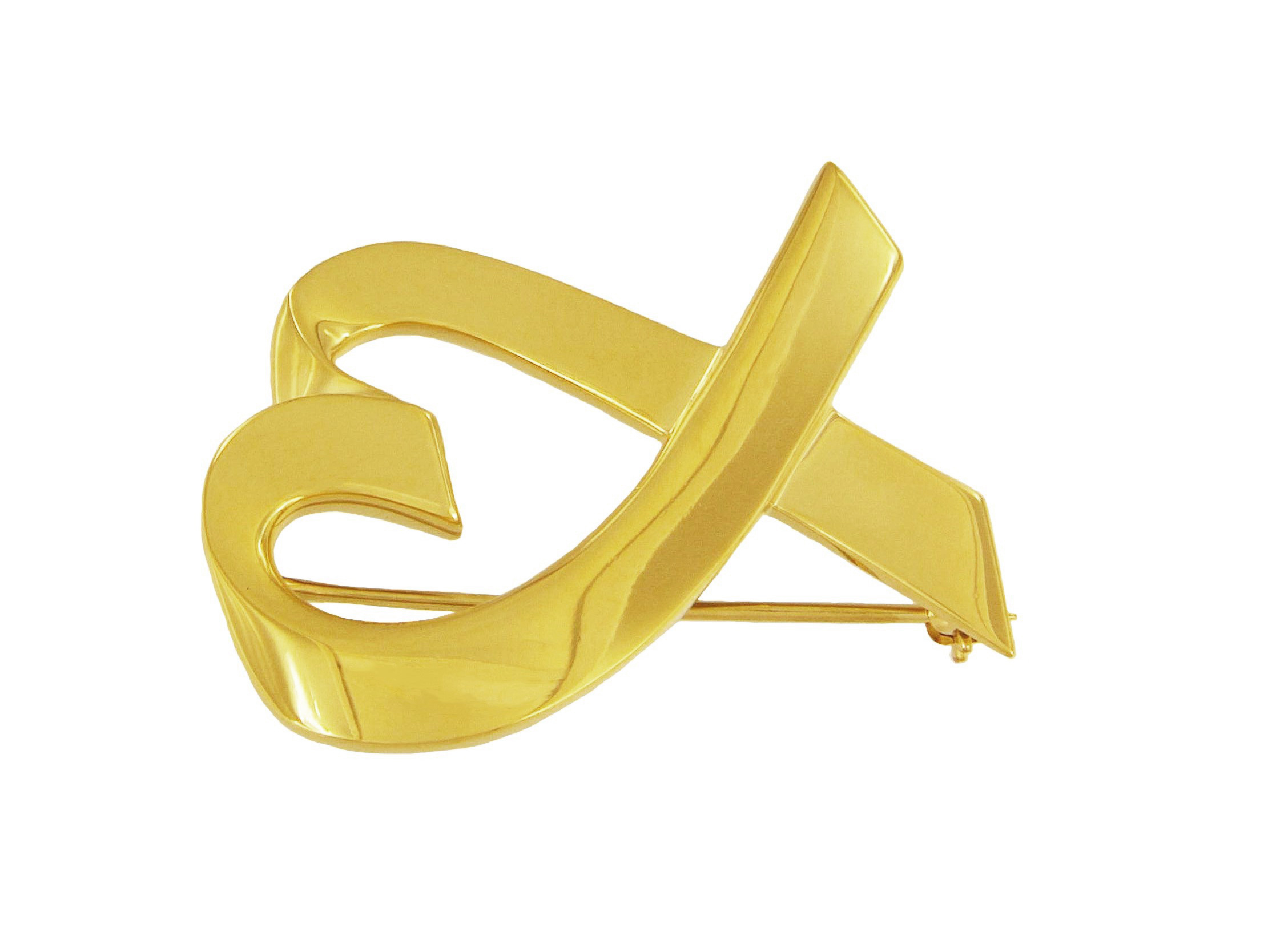 Tiffany & Co. Large Paloma Picasso 18k Yellow Gold Loving Heart Pin Brooch
