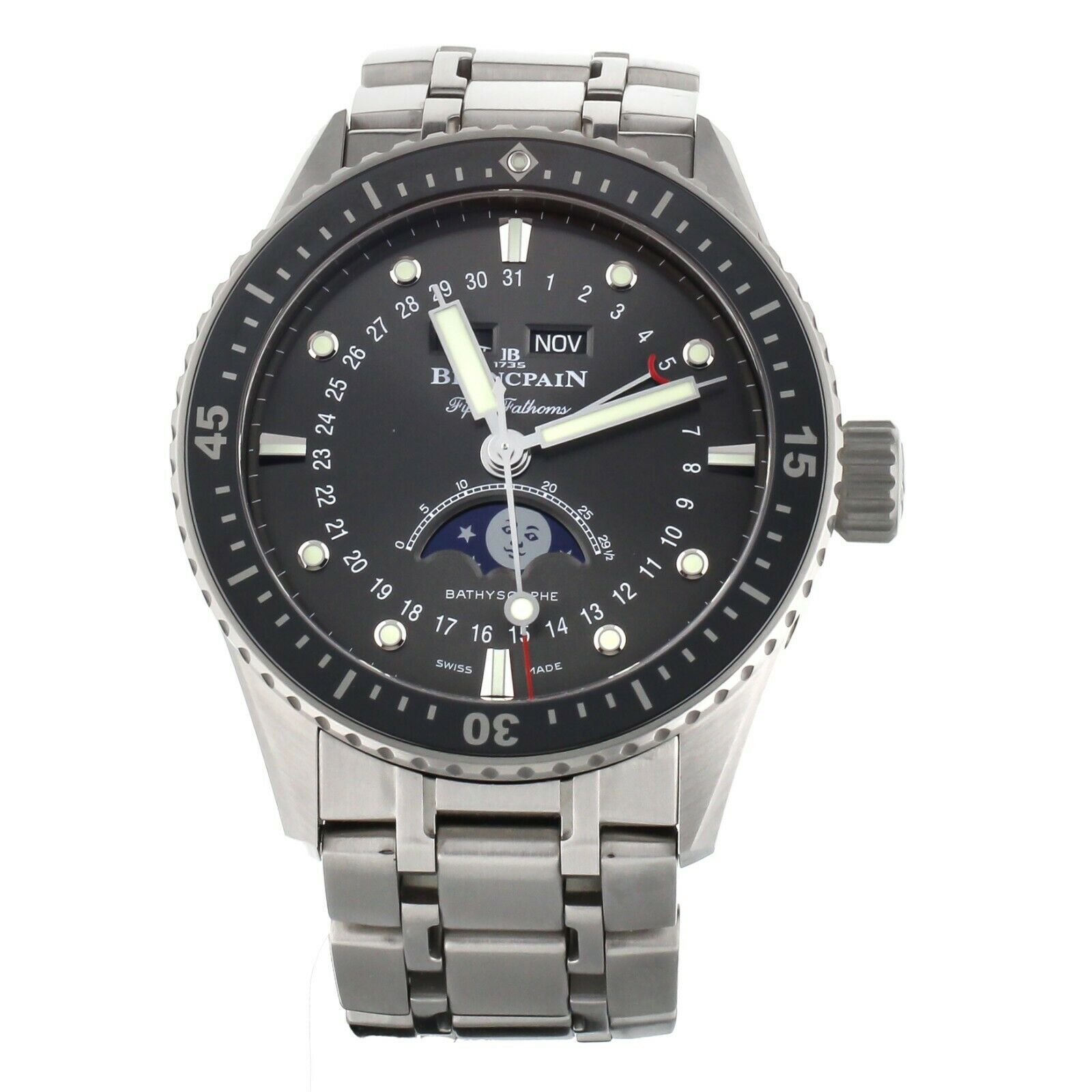 Blancpain Fifty Fathoms Bathyscaphe Complete Calendar Gray 43mm 5054-1110-70B