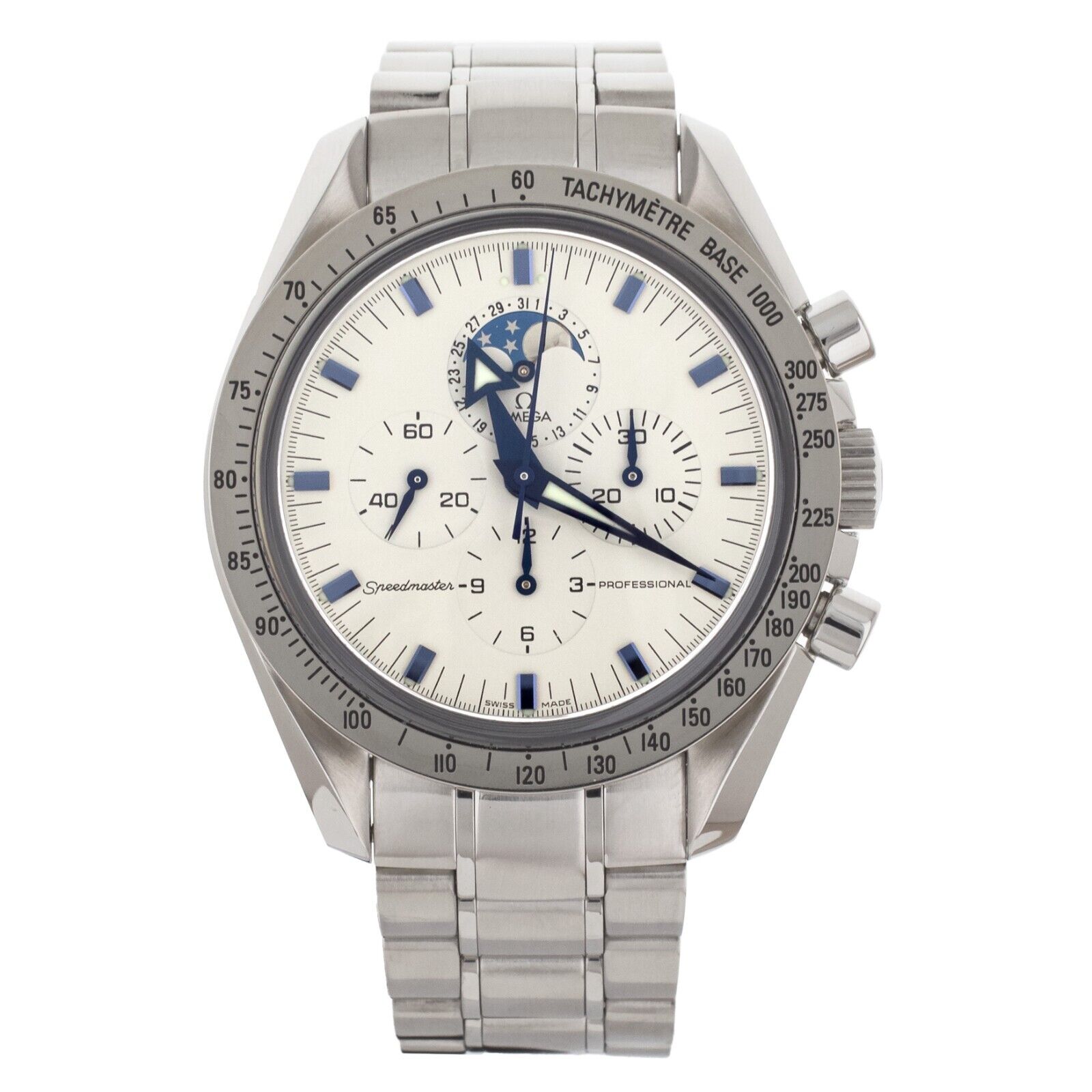 Omega Speedmaster Moon Phase White Dial Stainless Steel 42mm
