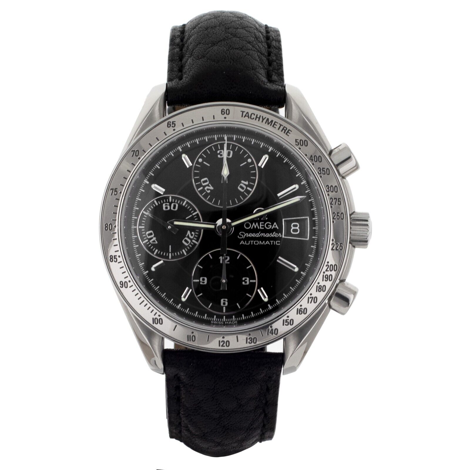 Omega Speedmaster Date Steel Case Black Strap Automatic