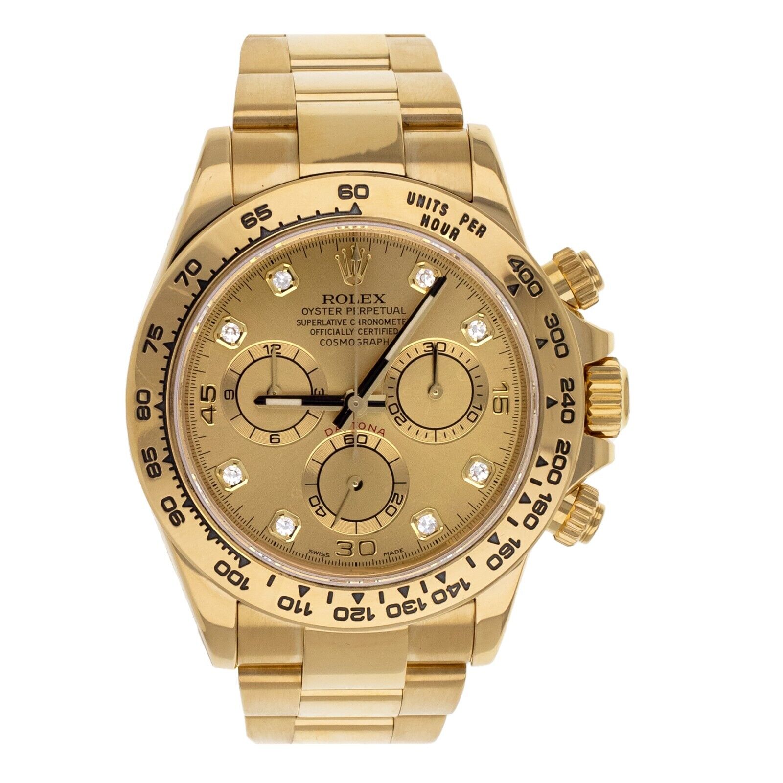 Rolex Daytona Champagne Dial Yellow Gold Bracelet Automatic 40mm