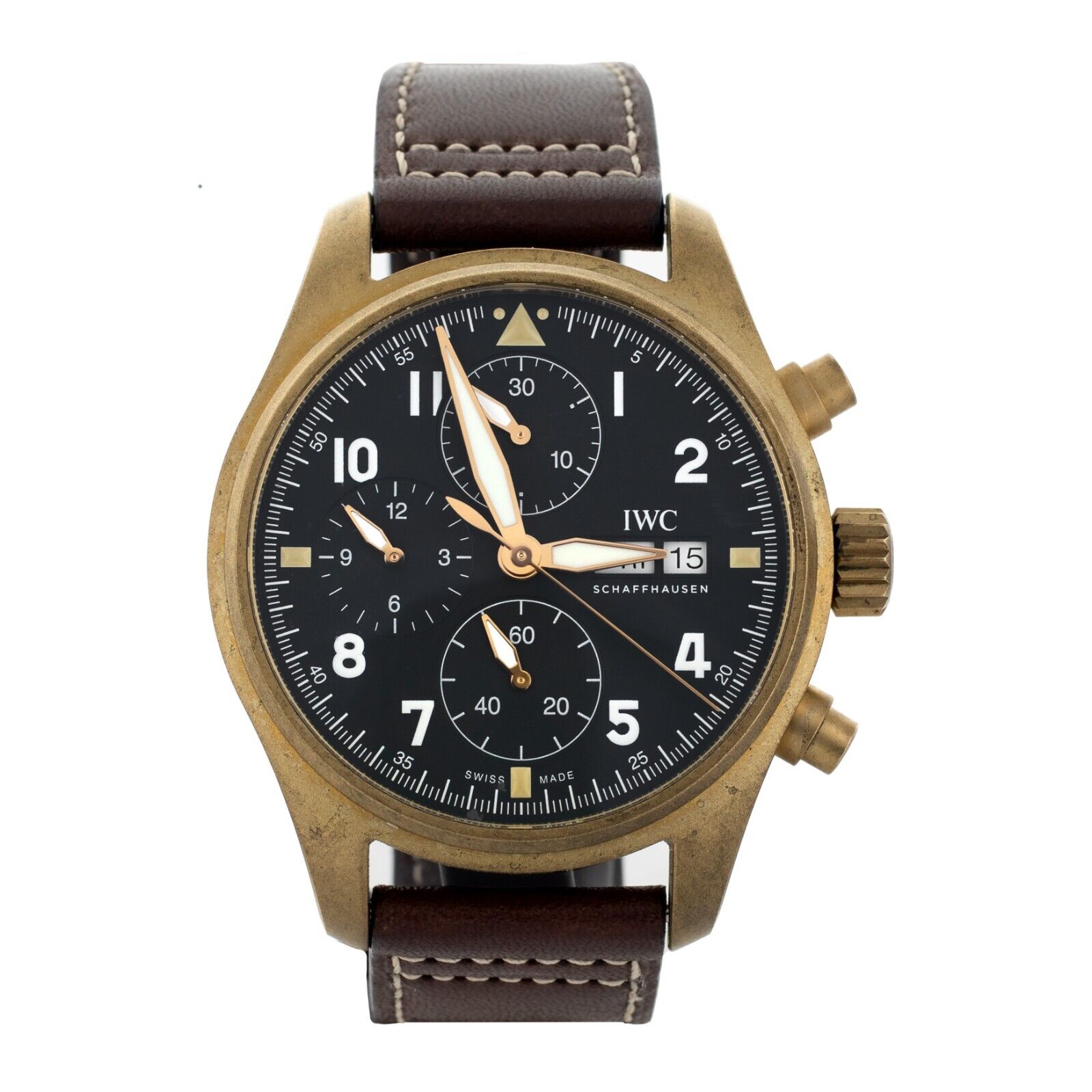 IWC Pilot Chronograph Spitfire Green Dial Bronze Case Watch