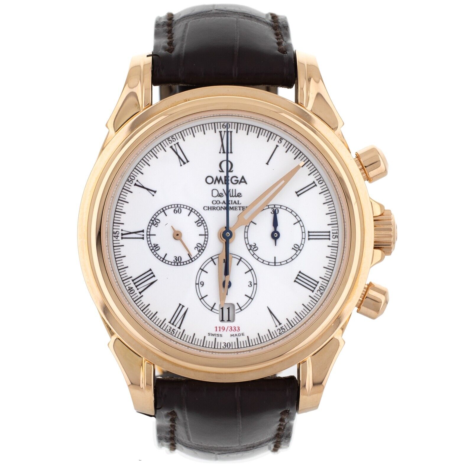 Omega Deville Chronograph Museum LE Rose Gold White Enamel Dial