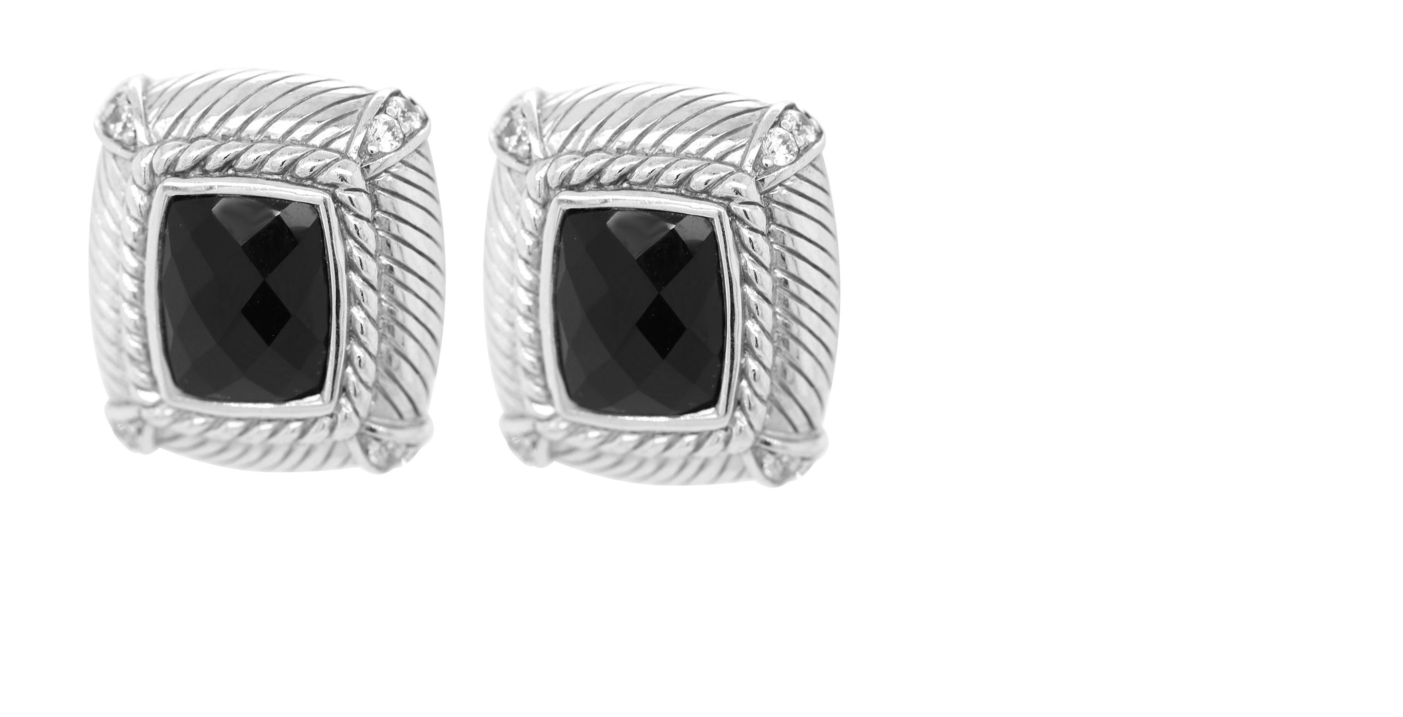Judith Ripka Sterling Silver and Onyx Earrings