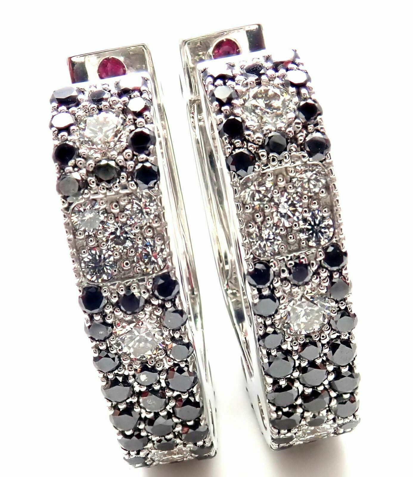 Roberto Coin Pois Moi 18k White Gold Black White Diamond Earrings