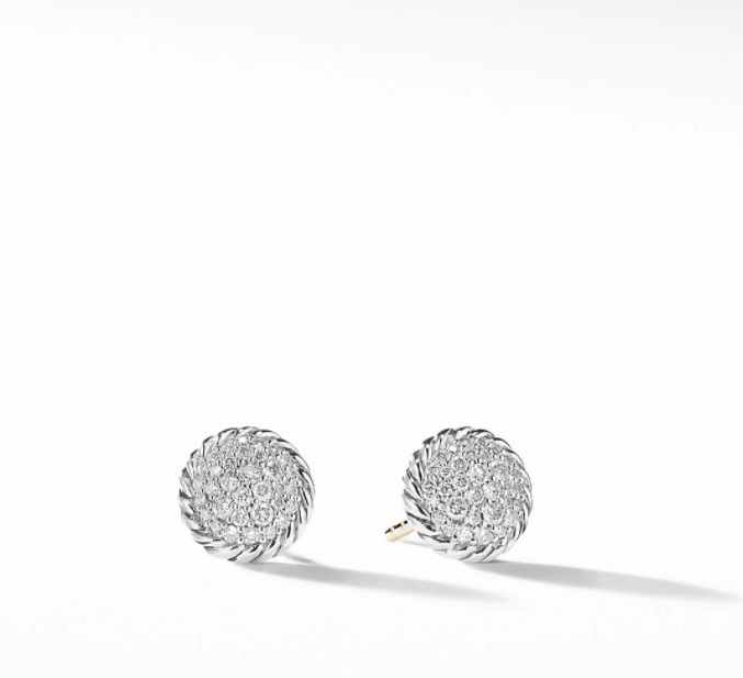 David Yurman Chatelaine Sterling Silver Diamond Stud Earrings
