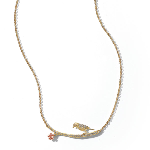 Wonderland Lovebird Diamond Twig Necklace