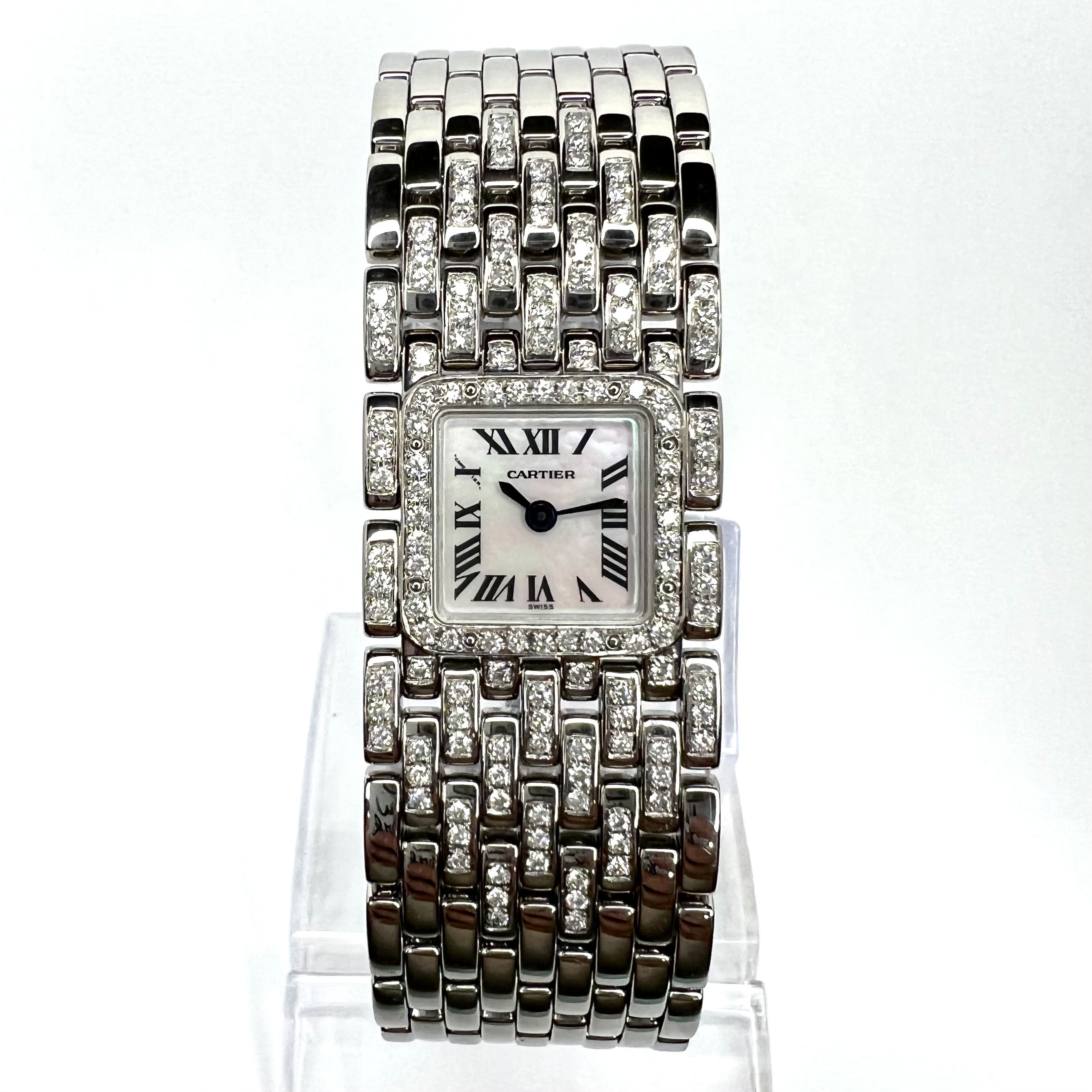 CARTIER PANTHERE RUBAN Quartz Steel 1.32TCW Diamond Watch