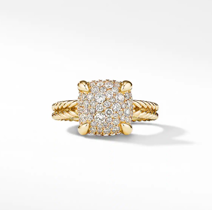 David Yurman Chatelaine Ring in 18K Yellow Gold with Full Pavé Diamonds