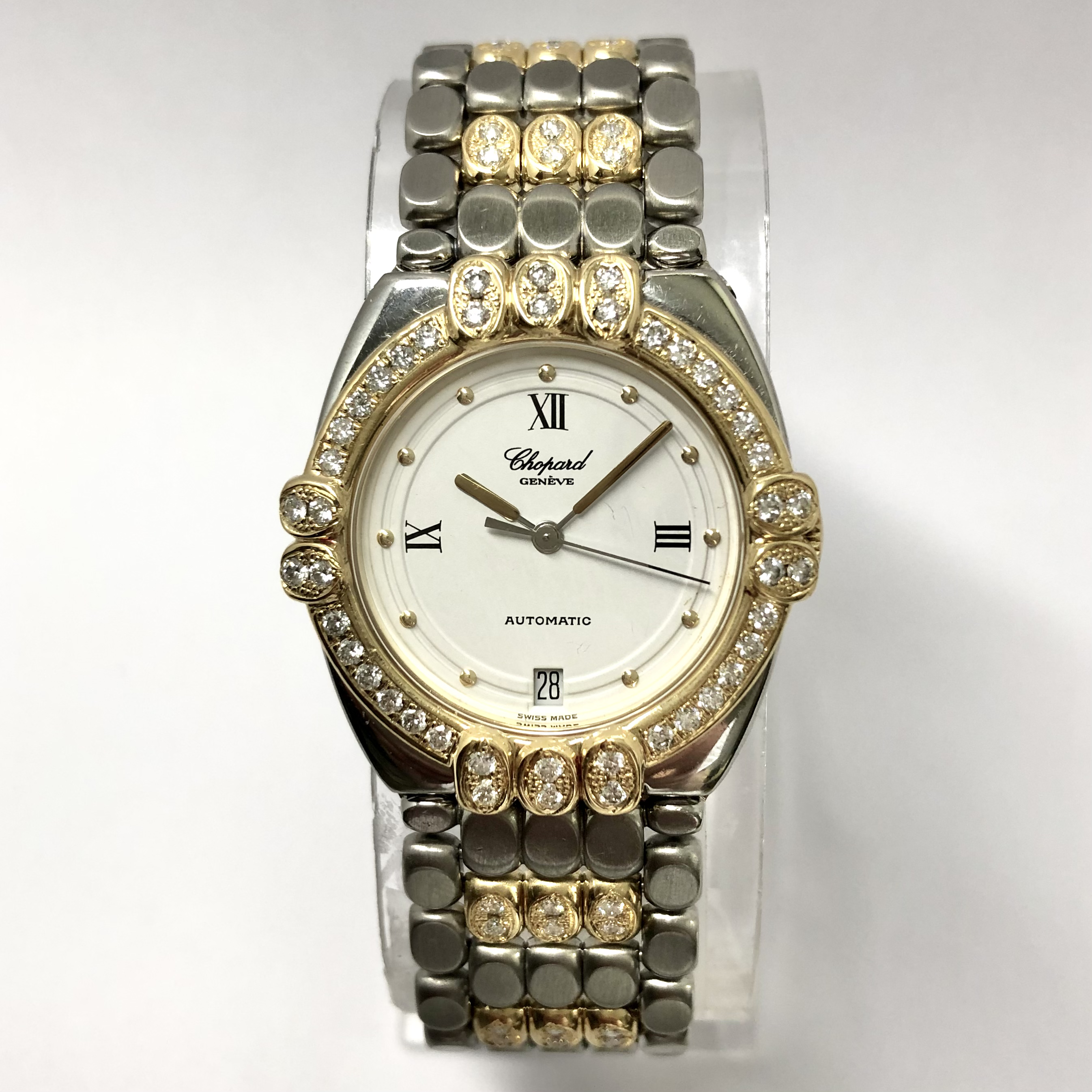 CHOPARD GSTAAD Automatic 32mm 18K Yellow Gold & Steel Ladies Diamond Watch