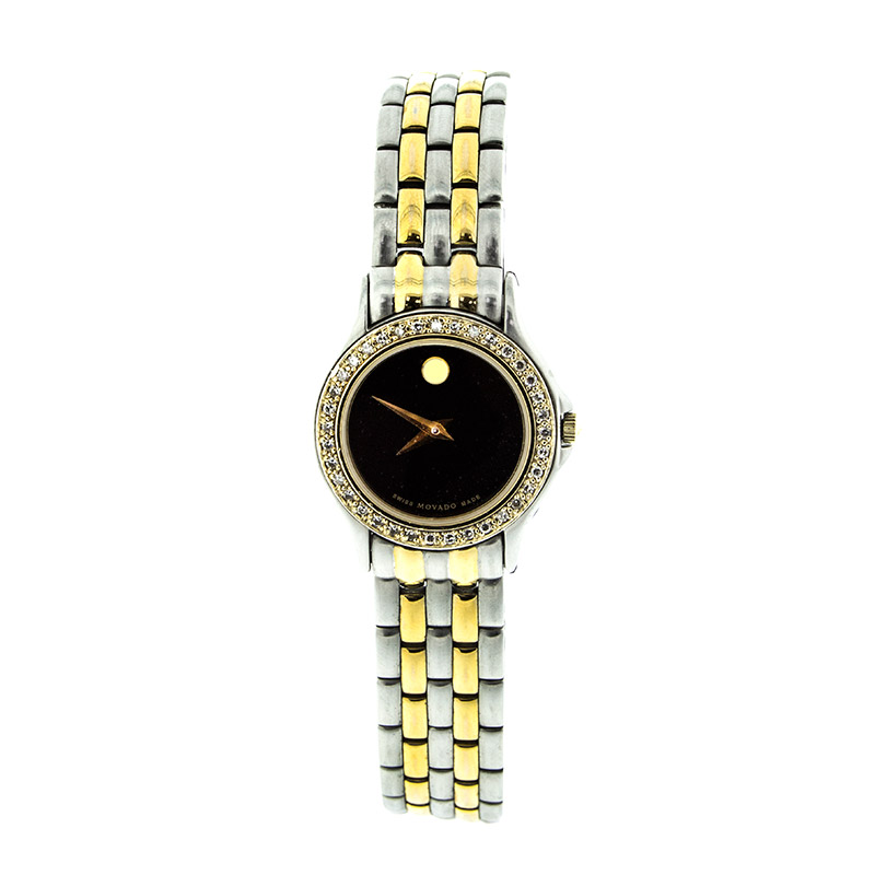 Movado Museum Two Tone Diamond Bezel Watch