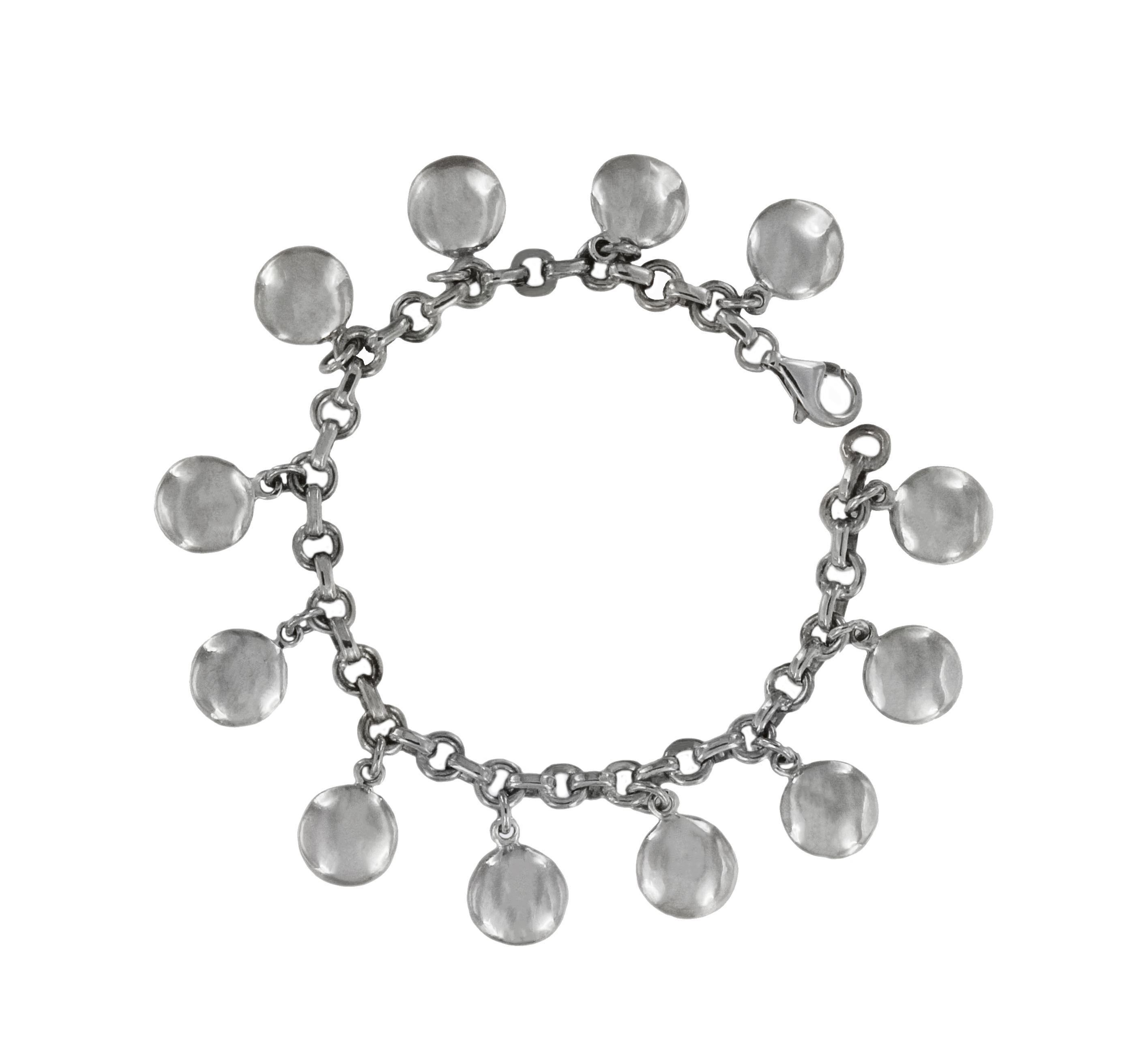 Tiffany & Co Silver Dangling Round Discs Charm Bracelet