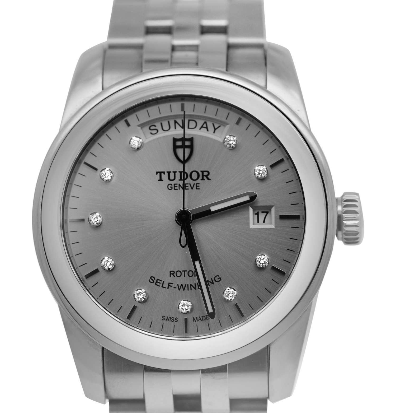 Tudor Glamour Date-Day 39 Date-Day Silver 10 diamond dial