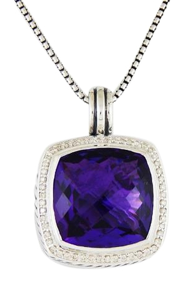 David Yurman Albion Pendant Enhancer with Amethyst and Diamonds, 17 mm