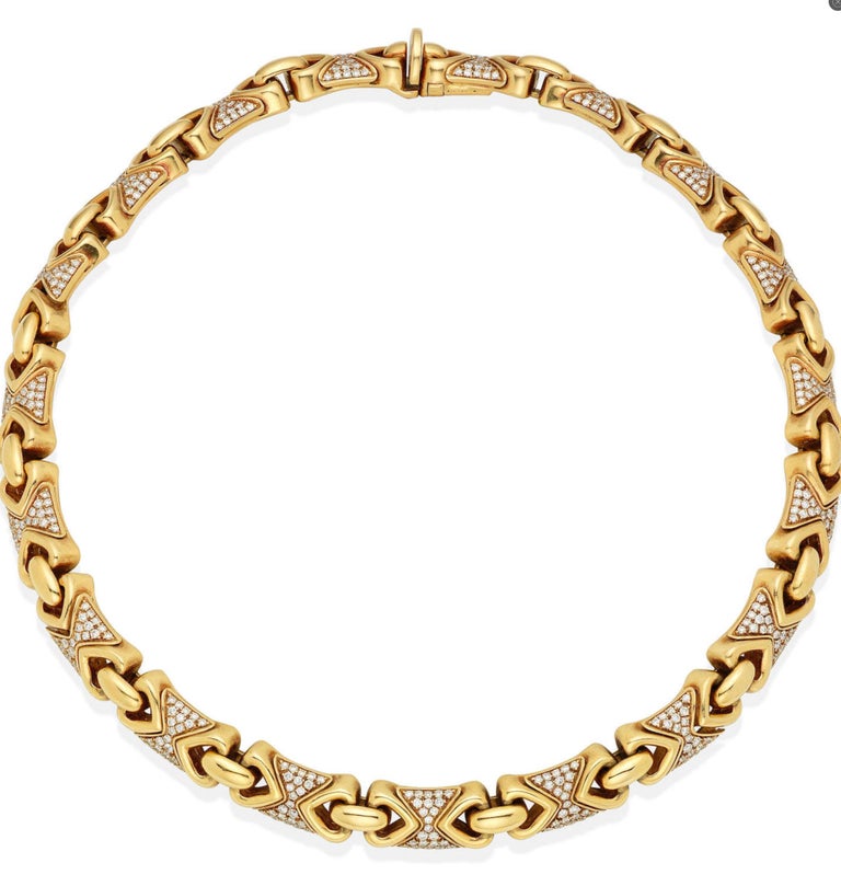 Bulgari Gold and Diamond 'Doppio Cuore' Necklace
